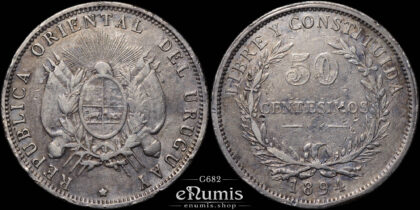 Uruguay, 50 Centesimos 1894, silver, VF-XF