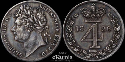 Great Britain, George IV, 4 Pence 1826, Maundy, Groat, XF