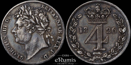 Great Britain, George IV, 4 Pence 1826, Maundy, Groat, XF