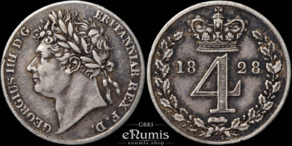Great Britain, George IV, 4 Pence 1828, Maundy, Groat, VF-XF