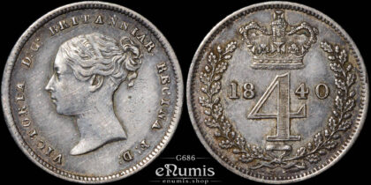 Great Britain, Victoria, 4 Pence 1840, Maundy, Groat, XF