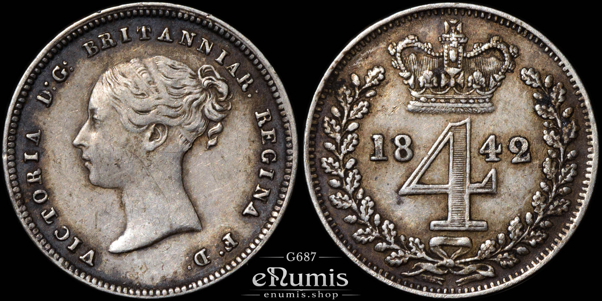 Great Britain, Victoria, 4 Pence 1842, Maundy, Groat, aXF