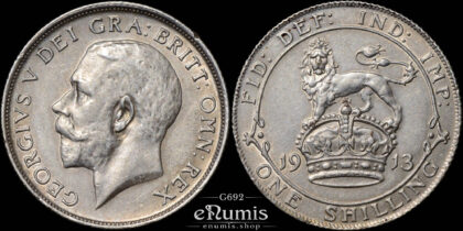Great Britain, George V, Shilling 1913, Lowest mintage, aUNC
