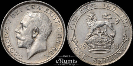 Great Britain, George V, Shilling 1913, Lowest mintage, aUNC