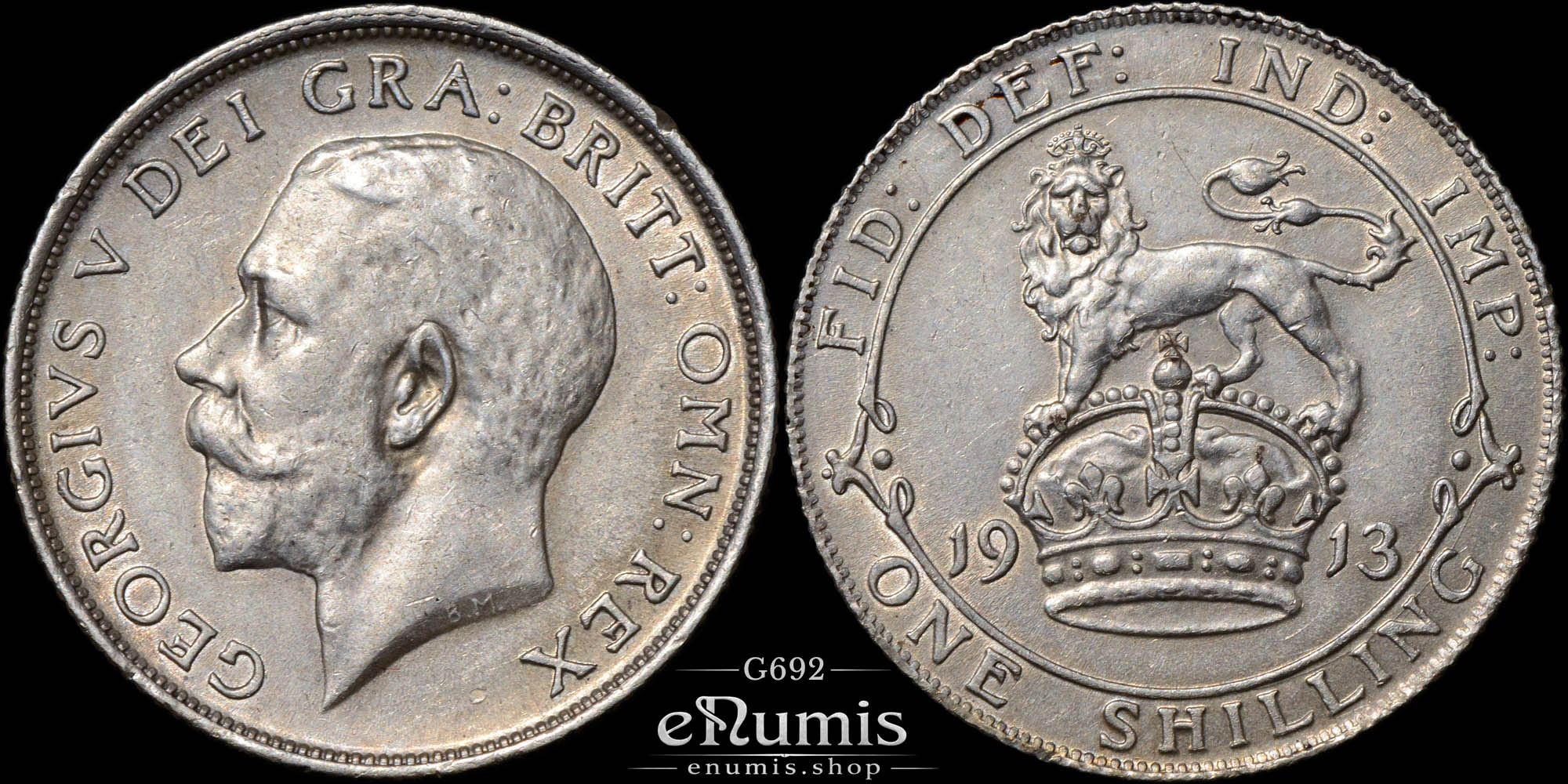 Great Britain, George V, Shilling 1913, Lowest mintage, aUNC
