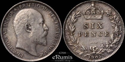 Great Britain, Edward VII, Sixpence 1905, Lowest mintage, aUNC