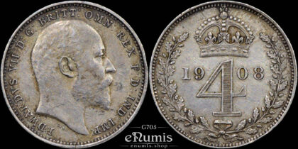 Great Britain, Edward VII, 4 Pence 1908, Maundy, Groat, aUNC