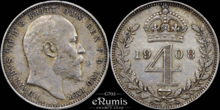 Great Britain, Edward VII, 4 Pence 1908, Maundy, Groat, aUNC
