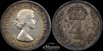 Great Britain, Elizabeth II, 4 Pence 1970, Maundy, Groat, aUNC