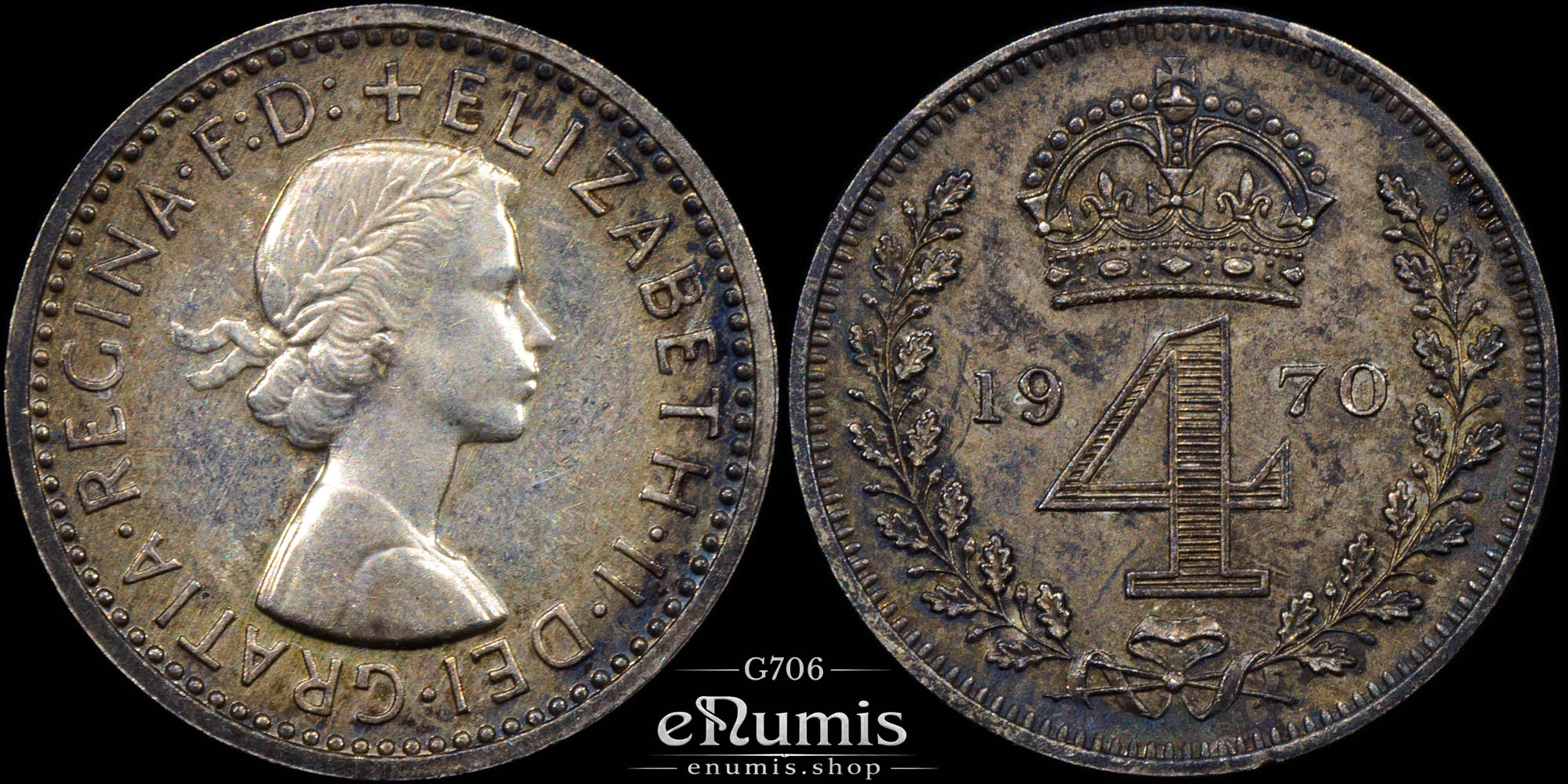 Great Britain, Elizabeth II, 4 Pence 1970, Maundy, Groat, aUNC Great Britain, Elizabeth II, 4 Pence 1970, Maundy, Groat, aUNC