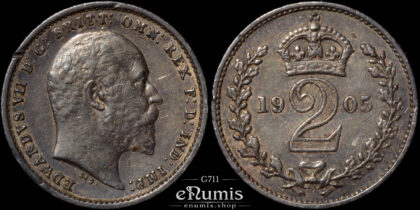Great Britain, Edward VII, 2 Pence 1905, Maundy, XF+