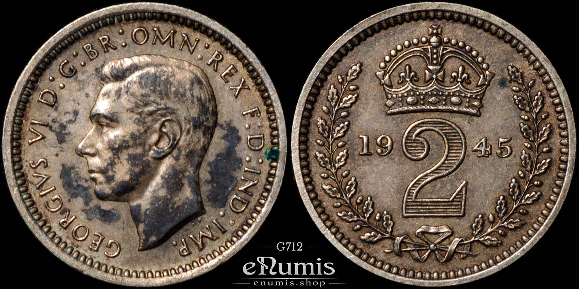 Great Britain, George VI, 2 Pence 1945, Maundy, UNC Great Britain, George VI, 2 Pence 1945, Maundy, UNC