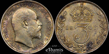 Great Britain, Edward VII, 3 Pence 1907, Maundy, nicely toned, UNC