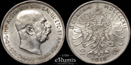 AUSTRIA, Franz Joseph I, 2 Corona 1912, XF-UNC
