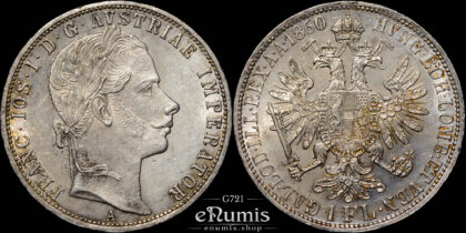 AUSTRIA, Franz Joseph I, 1 Florin Gulden 1860 A, aUNC