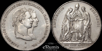 AUSTRIA, Franz Joseph I, 1 Gulden 1854, Wedding, aUNC