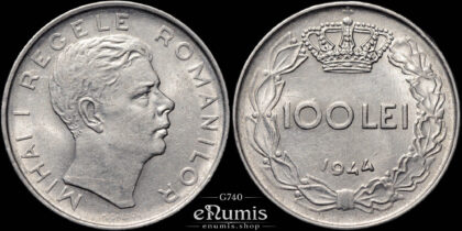 ROMANIA, Mihai I, 100 Lei 1944, aUNC