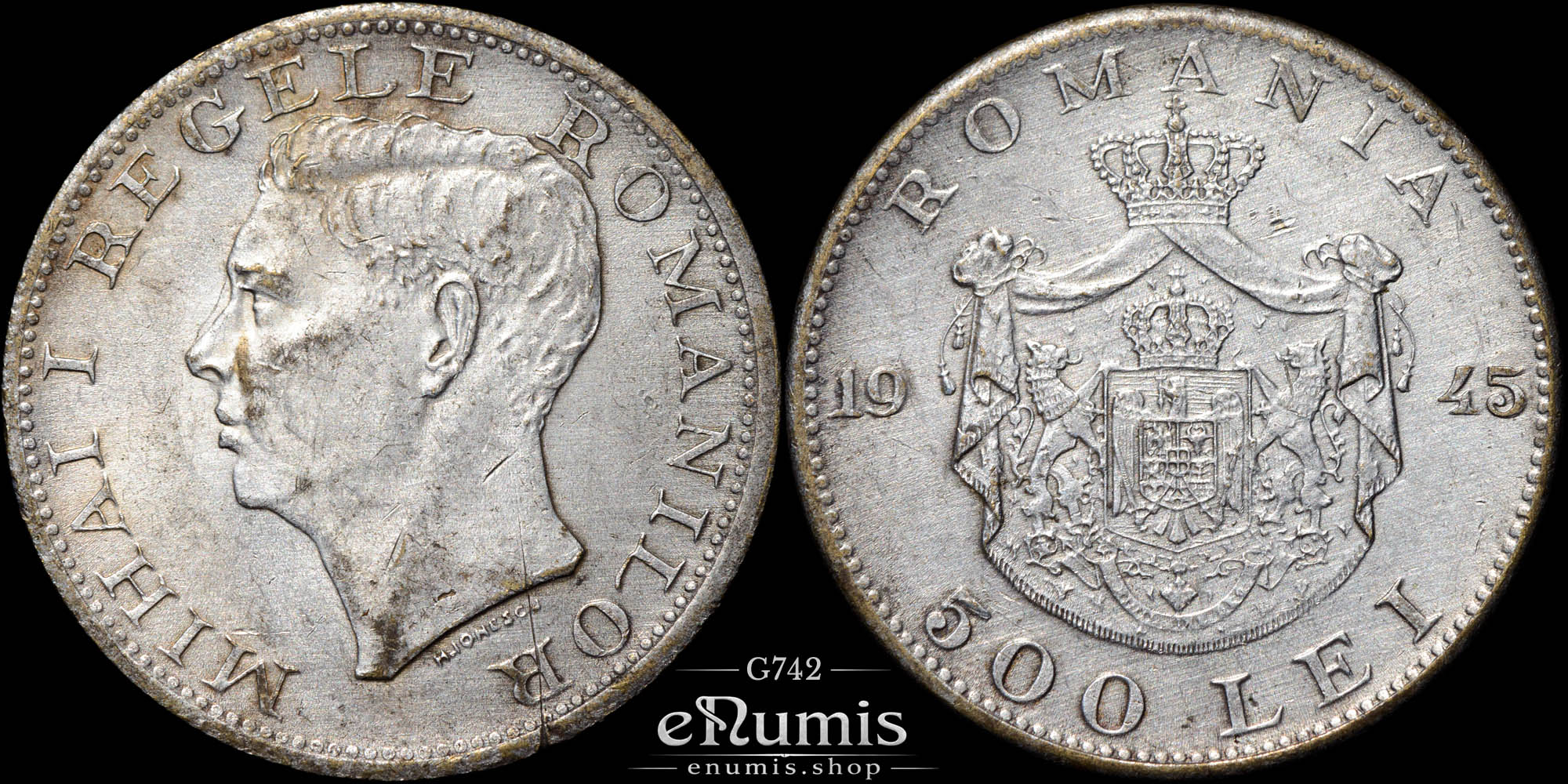 ROMANIA, Mihai I, 500 Lei 1945, XF+