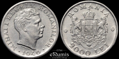 ROMANIA, Mihai I, 2000 Lei 1946, XF