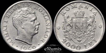 ROMANIA, Mihai I, 2000 Lei 1946, XF