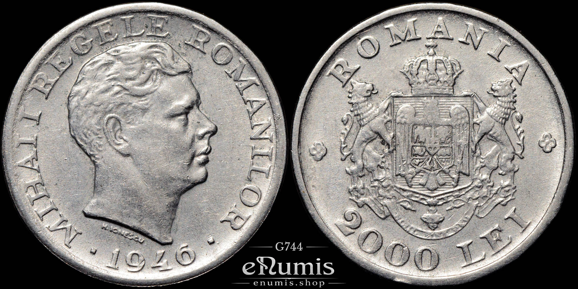 ROMANIA, Mihai I, 2000 Lei 1946, XF