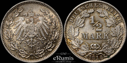 German Empire, 1/2 Mark 1918 D, Munich, UNC