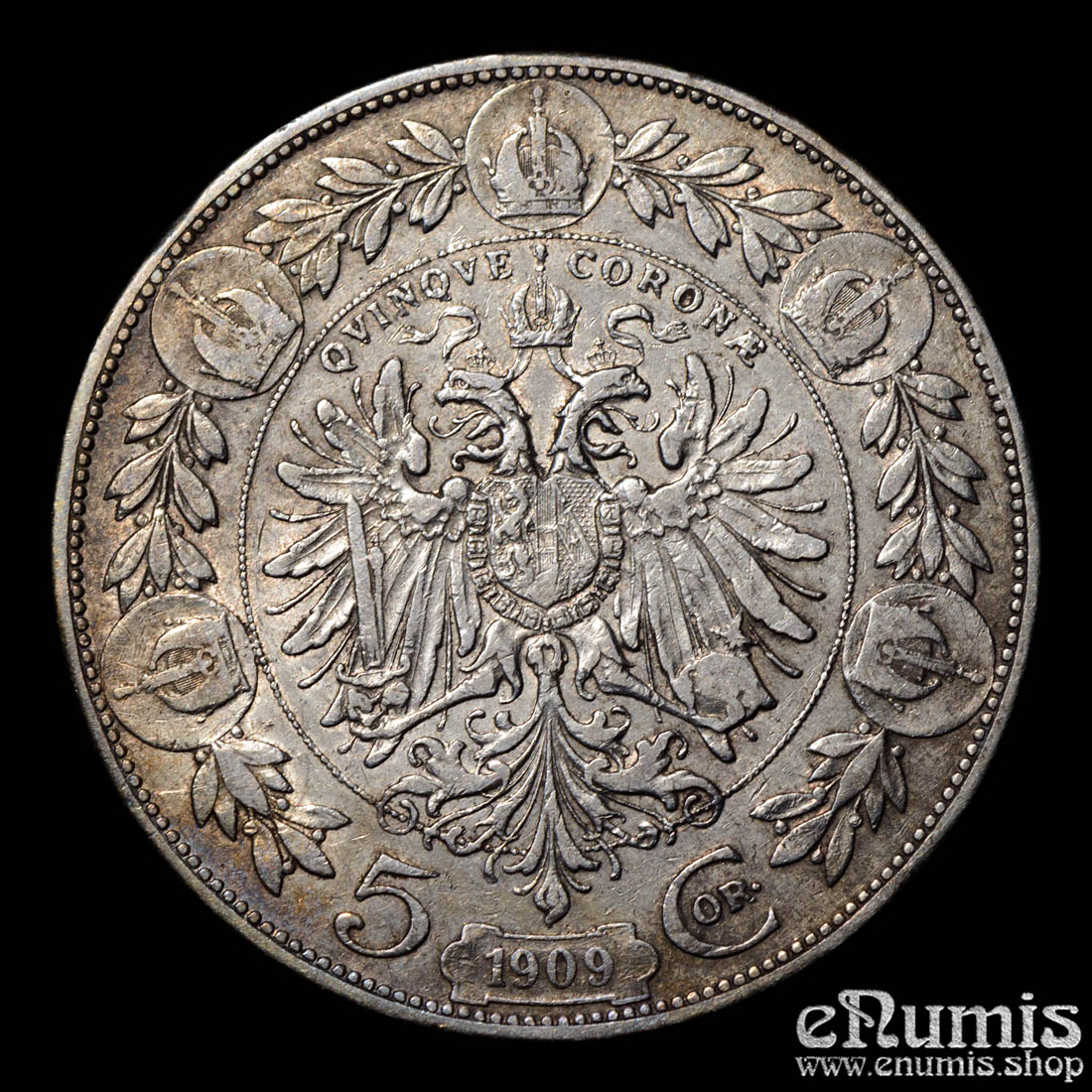 AUSTRIA, Franz Joseph I, 5 Corona 1909, VF AUSTRIA, Franz Joseph I, 5 Corona 1909, VF