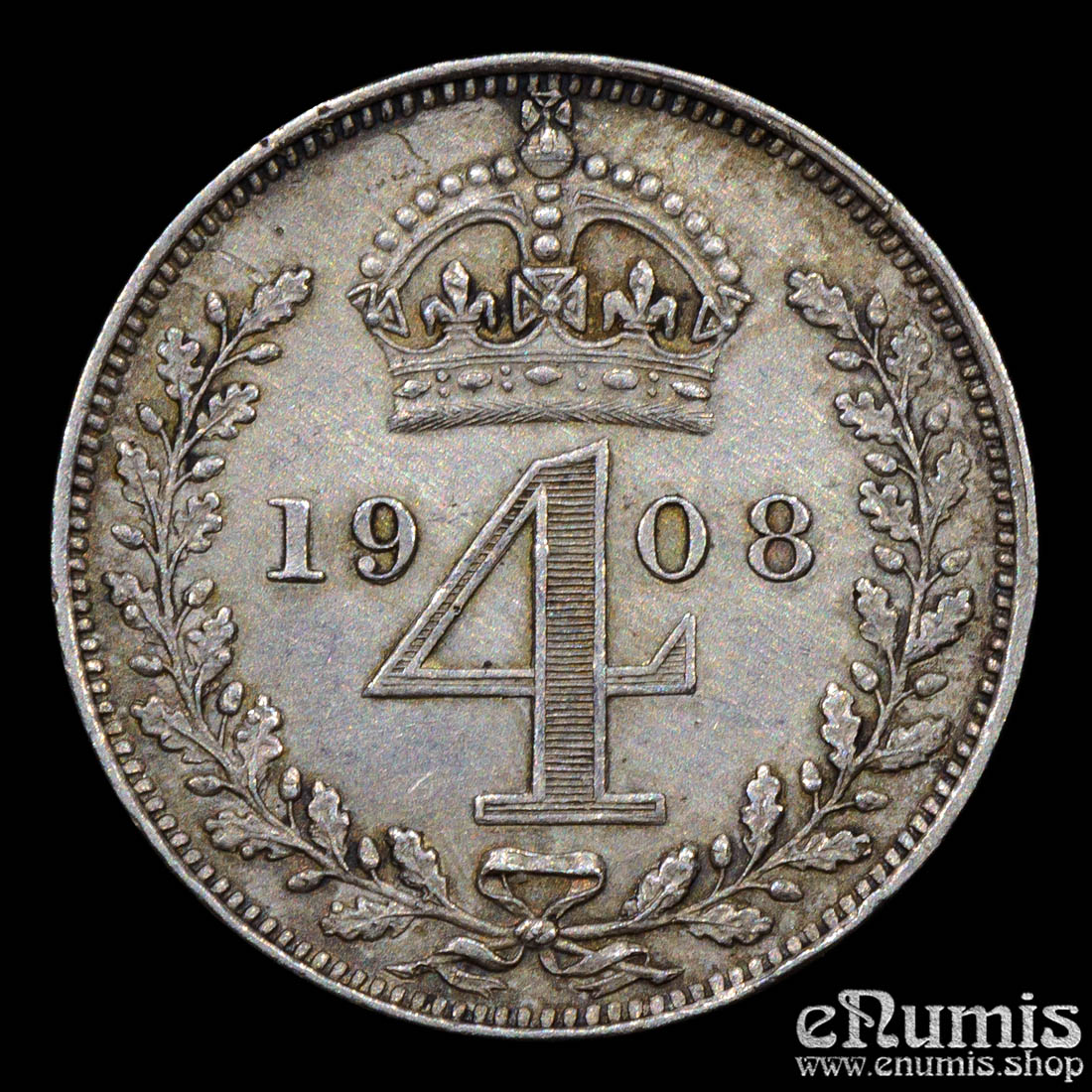 Great Britain, Edward VII, 4 Pence 1908, Maundy, Groat, aUNC Great Britain, Edward VII, 4 Pence 1908, Maundy, Groat, aUNC
