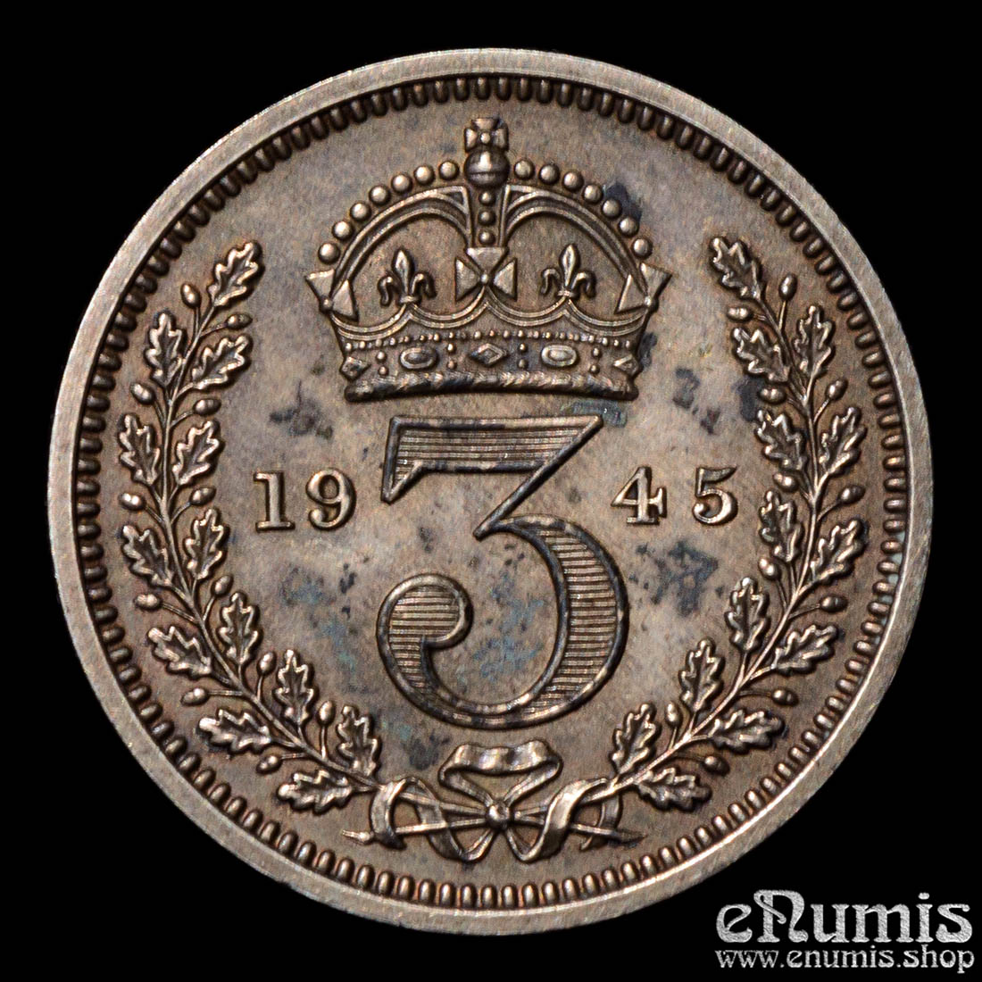 Great Britain, George VI, 3 Pence 1945, Maundy, UNC