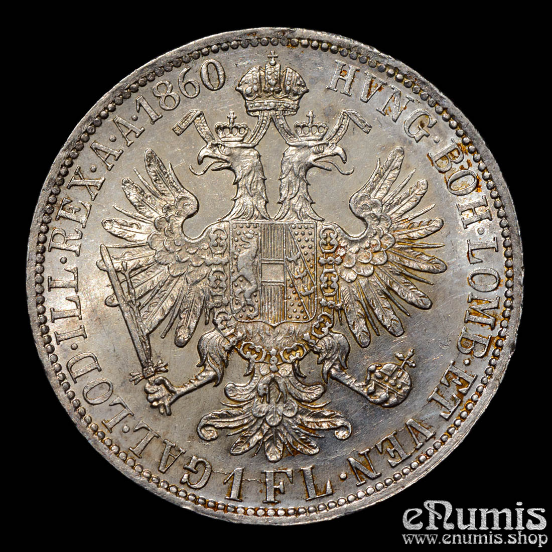 AUSTRIA, Franz Joseph I, 1 Florin Gulden 1860 A, aUNC AUSTRIA, Franz Joseph I, 1 Florin Gulden 1860 A, aUNC