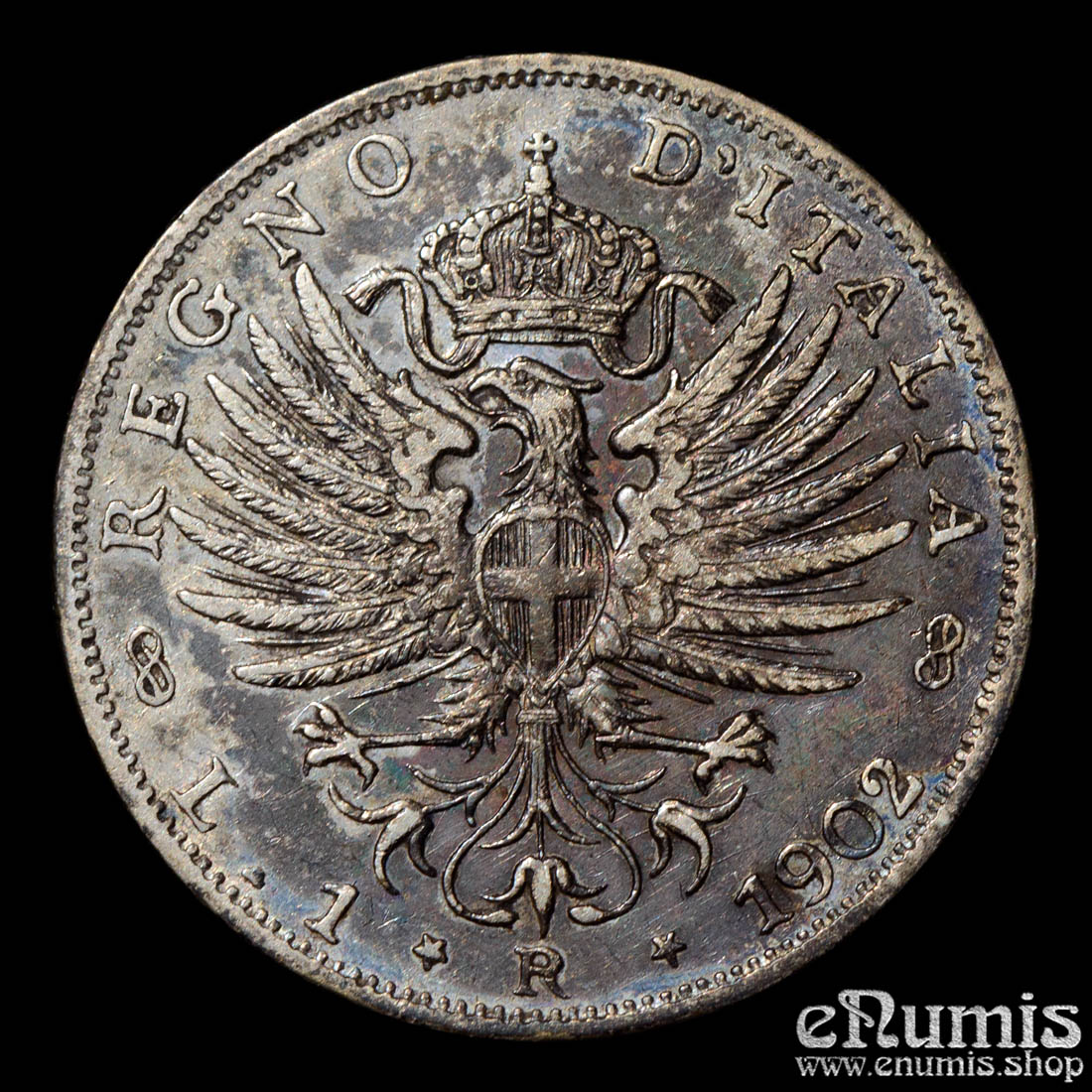 ITALY, Vittorio Emanuele III, 1 Lira 1902, toned, XF+ ITALY, Vittorio Emanuele III, 1 Lira 1902, toned, XF+