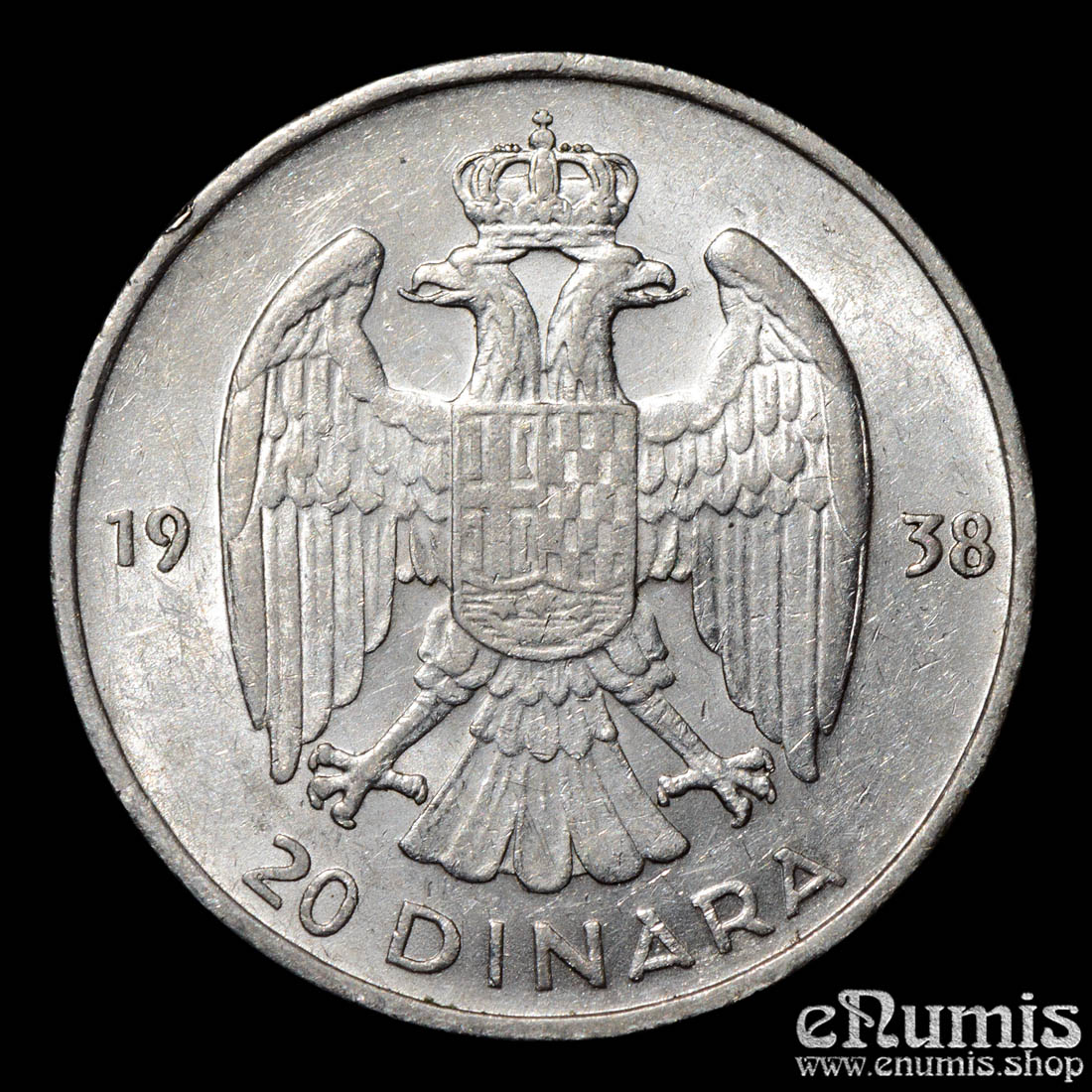 YUGOSLAVIA, Peter II, 20 Dinara 1938, aUNC YUGOSLAVIA, Peter II, 20 Dinara 1938, aUNC
