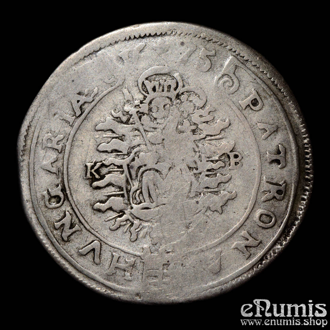 AUSTRIA, HUNGARY, Leopold I, 15 Kreuzer Krajcár 1675 KB, Kremnitz, Fine