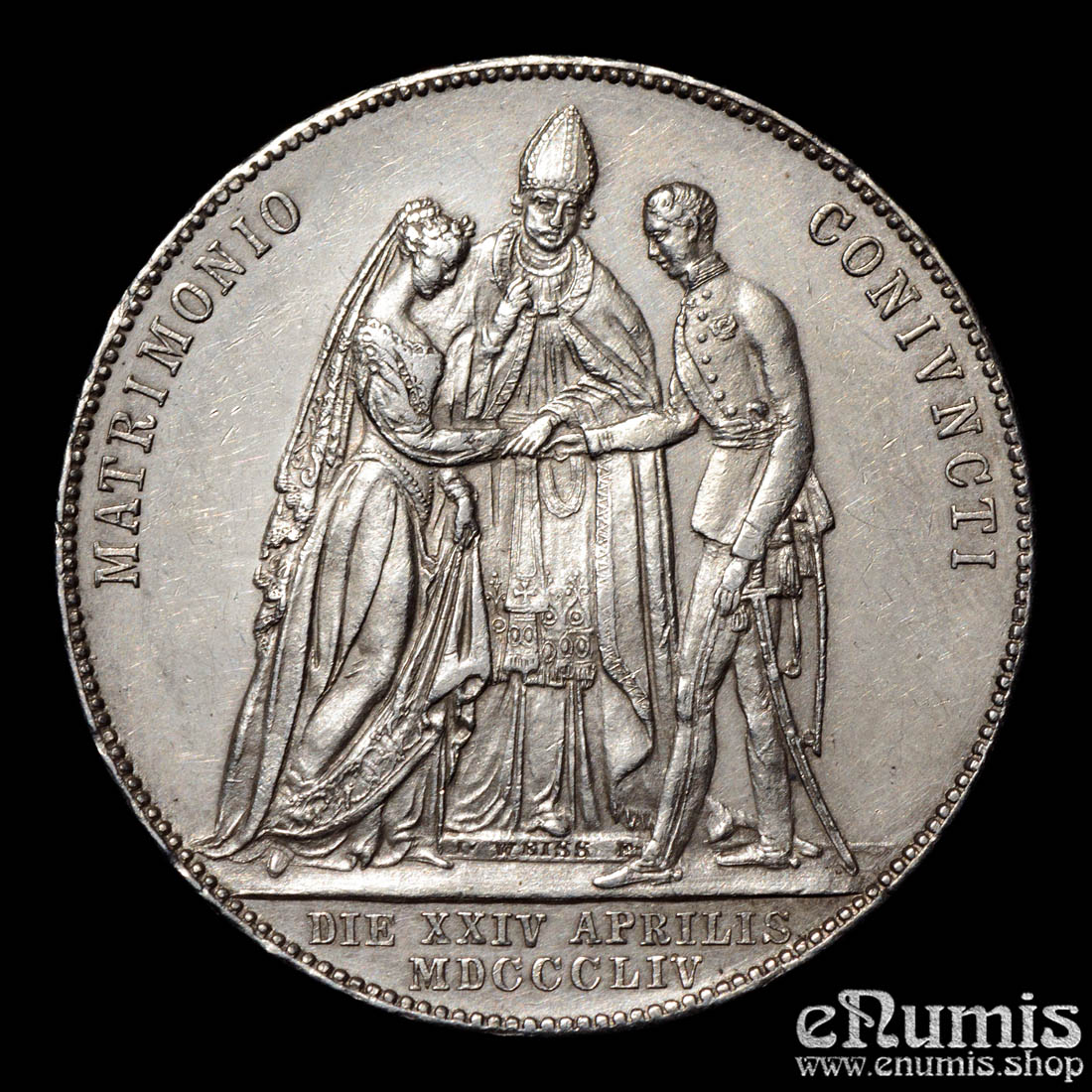AUSTRIA, Franz Joseph I, 1 Gulden 1854, Wedding, aUNC AUSTRIA, Franz Joseph I, 1 Gulden 1854, Wedding, aUNC
