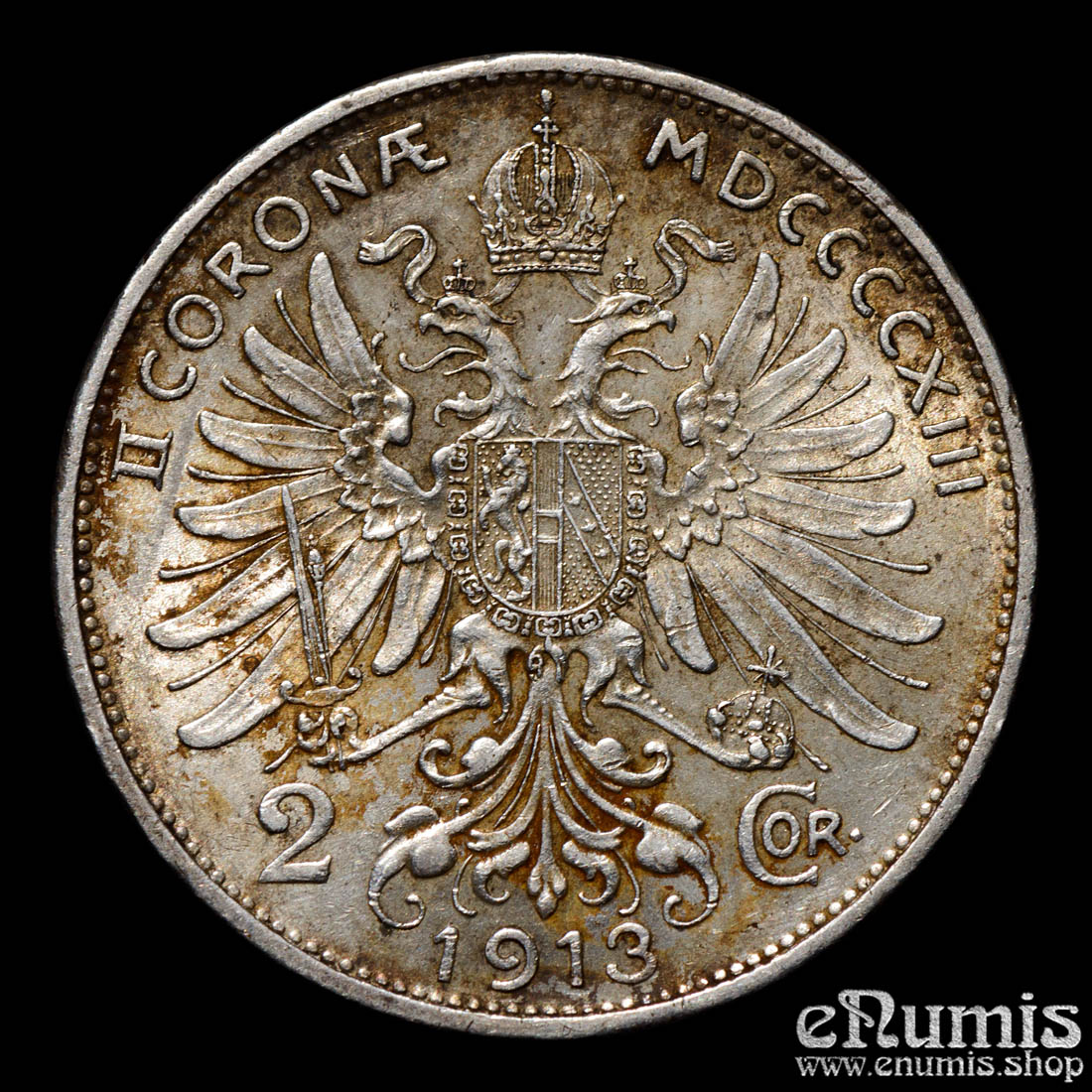 AUSTRIA, Franz Joseph I, 2 Corona 1913, XF-UNC