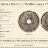 BELGIUM, Albert I, 25 Centimes 1913, UNC BELGIUM, Albert I, 25 Centimes 1913, UNC