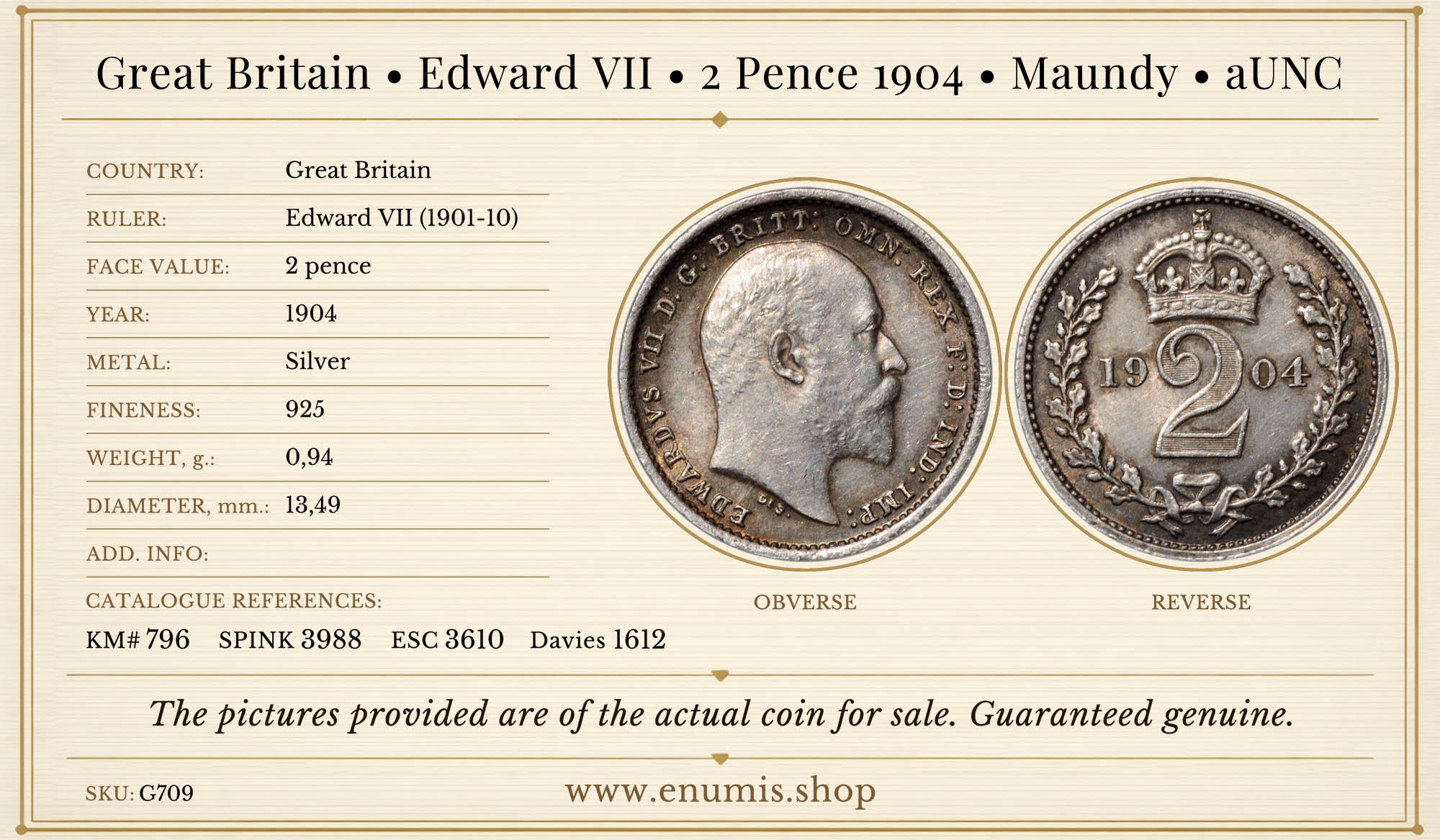 Great Britain, Edward VII, 2 Pence 1904, Maundy, aUNC Great Britain, Edward VII, 2 Pence 1904, Maundy, aUNC