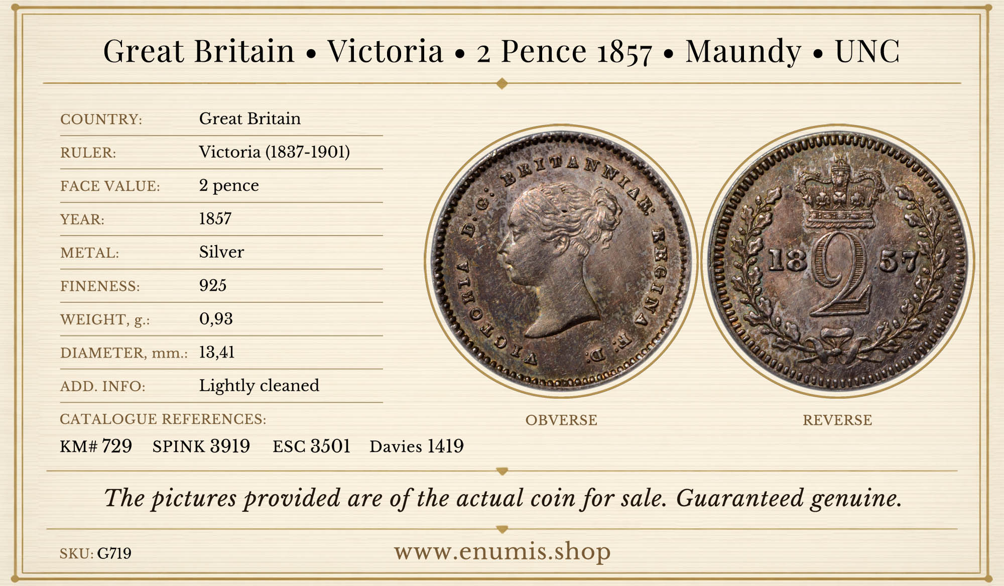 Great Britain, Victoria, 2 Pence 1857, Maundy, UNC Great Britain, Victoria, 2 Pence 1857, Maundy, UNC