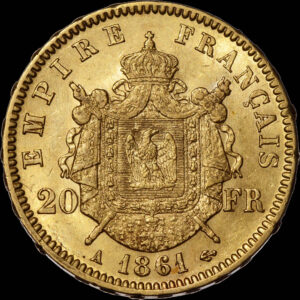 France, Napoleon III, 20 Francs 1861