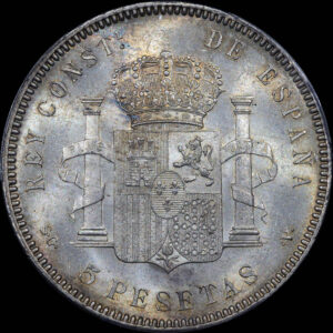SPAIN, Alfonso XIII, 5 Pesetas 1899