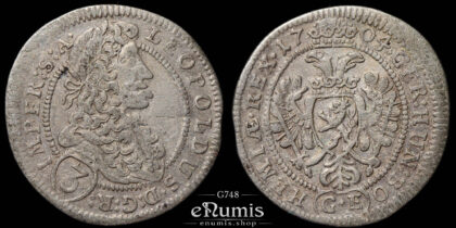 AUSTRIA, Bohemia, Leopold I, 3 Kreuzer 1704 GE, Prague, XF