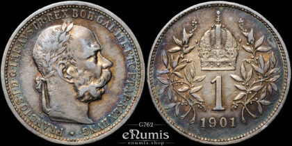 AUSTRIA, Franz Joseph I, 1 Corona 1901, VF-XF