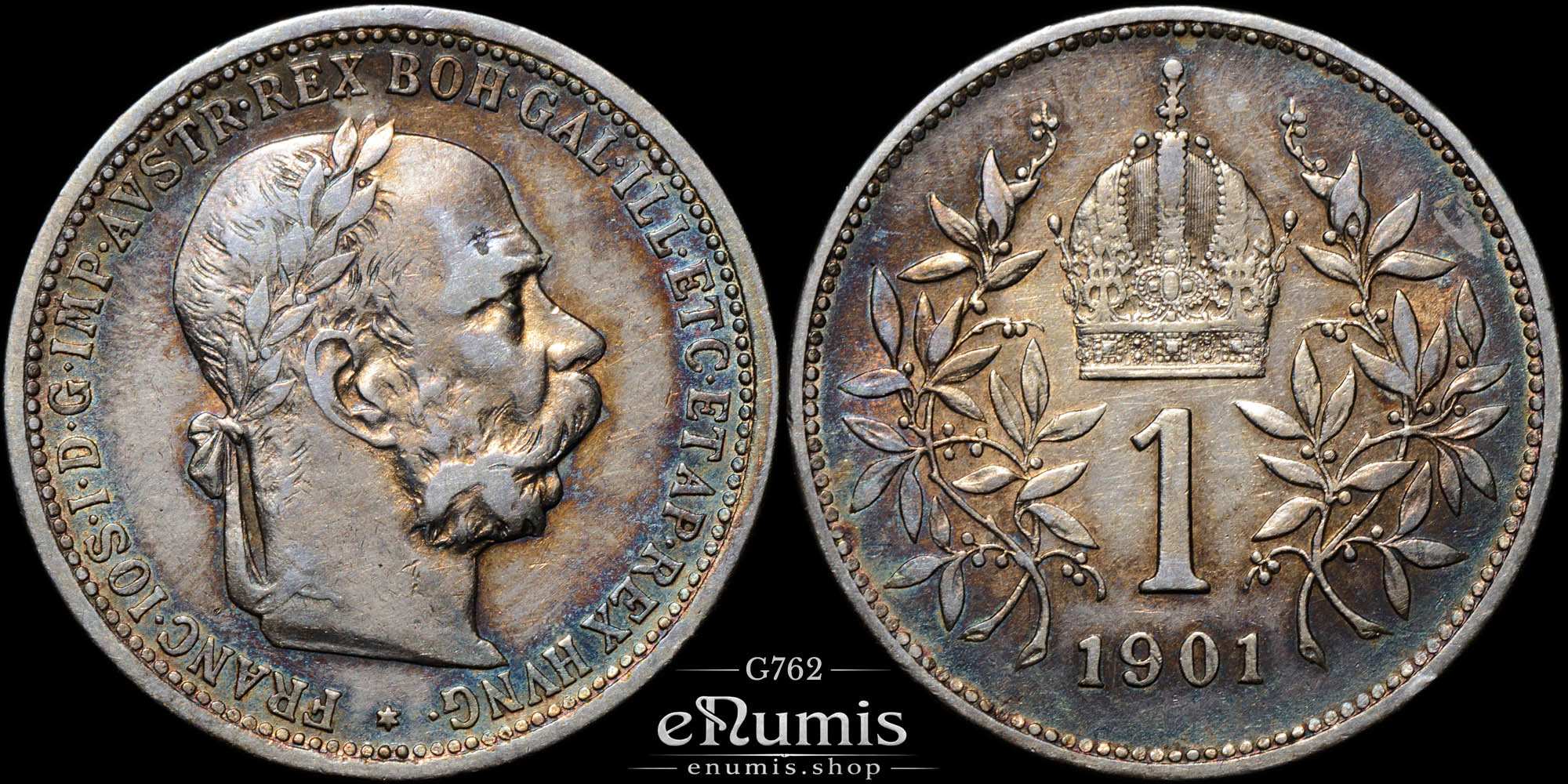 AUSTRIA, Franz Joseph I, 1 Corona 1901, VF-XF AUSTRIA, Franz Joseph I, 1 Corona 1901, VF-XF