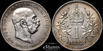 AUSTRIA, Franz Joseph I, 1 Corona 1915, aUNC