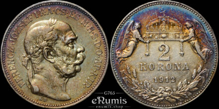 HUNGARY, Franz Joseph I, 2 Korona 1912, aXF