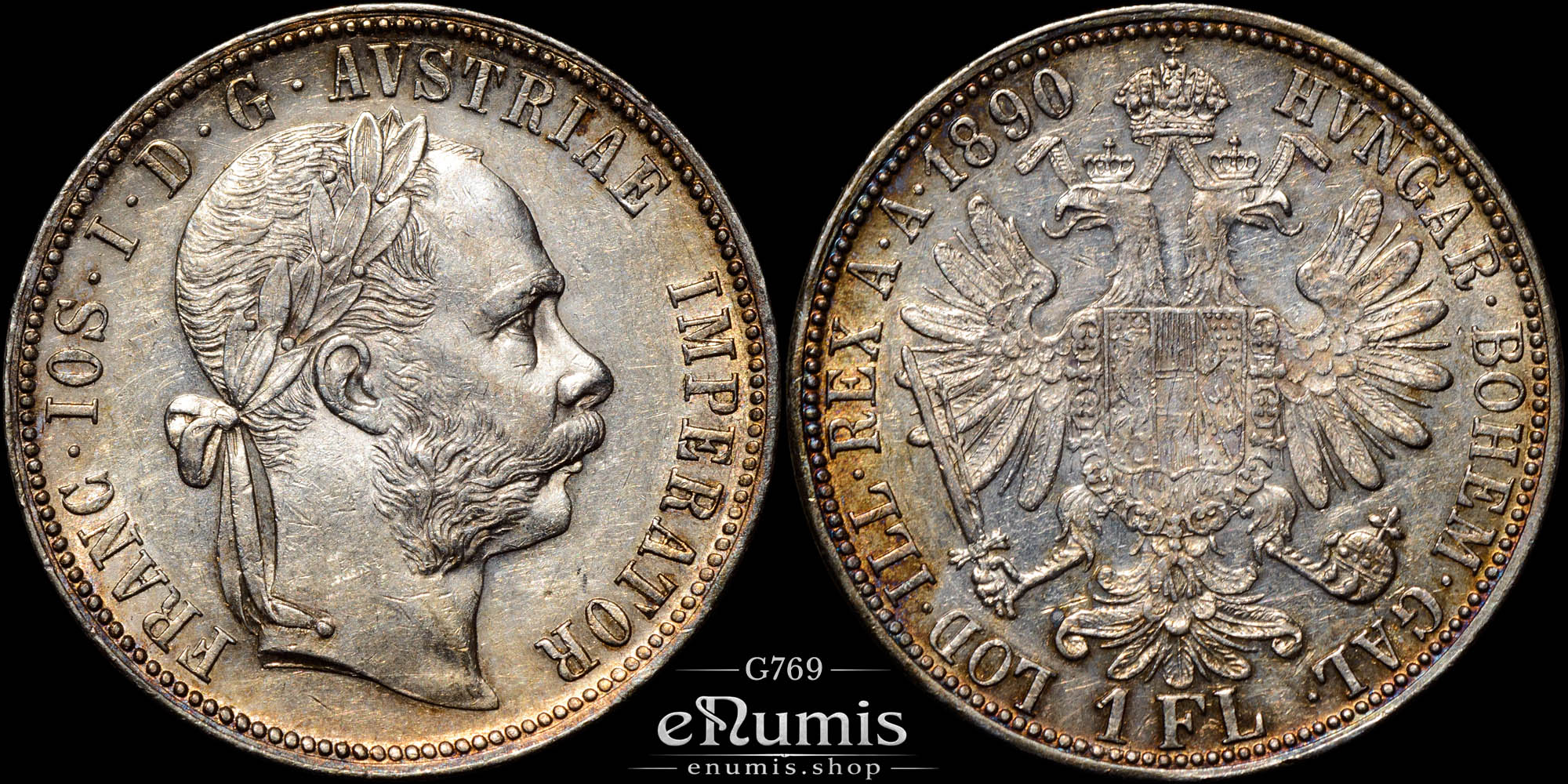 AUSTRIA, Franz Joseph I, 1 Florin Gulden 1890, XF+ AUSTRIA, Franz Joseph I, 1 Florin Gulden 1890, XF+