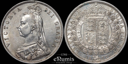 Great Britain, Victoria, Halfcrown 1887, Scarcer variety, aUNC