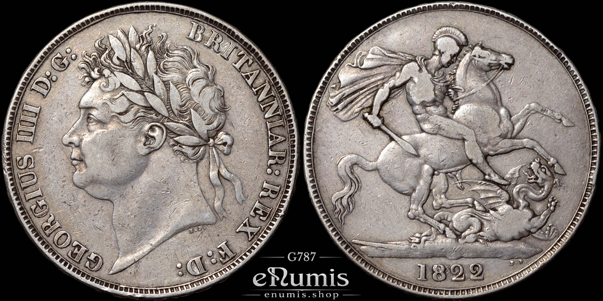 Great Britain, George IV, Crown 1822, Tertio, VF