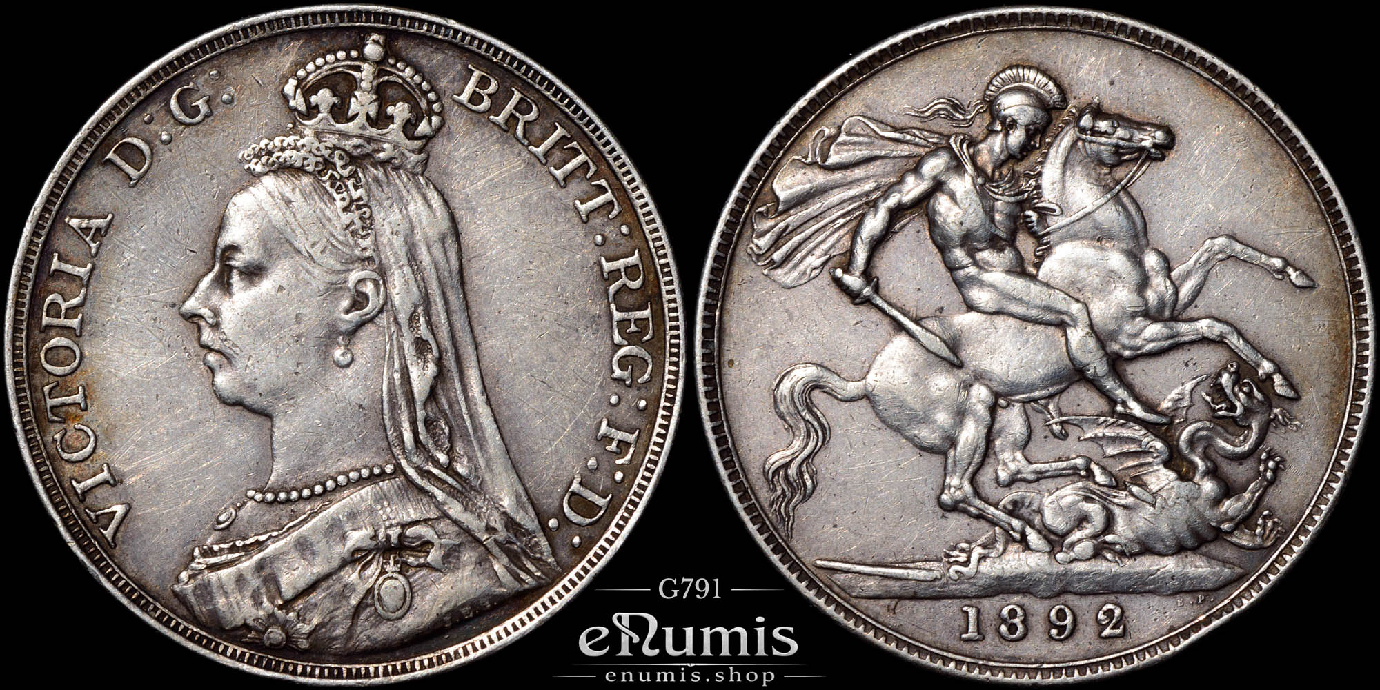 Great Britain, Victoria, Crown 1892, rarest year, aXF/XF Great Britain, Victoria, Crown 1892, rarest year, aXF/XF