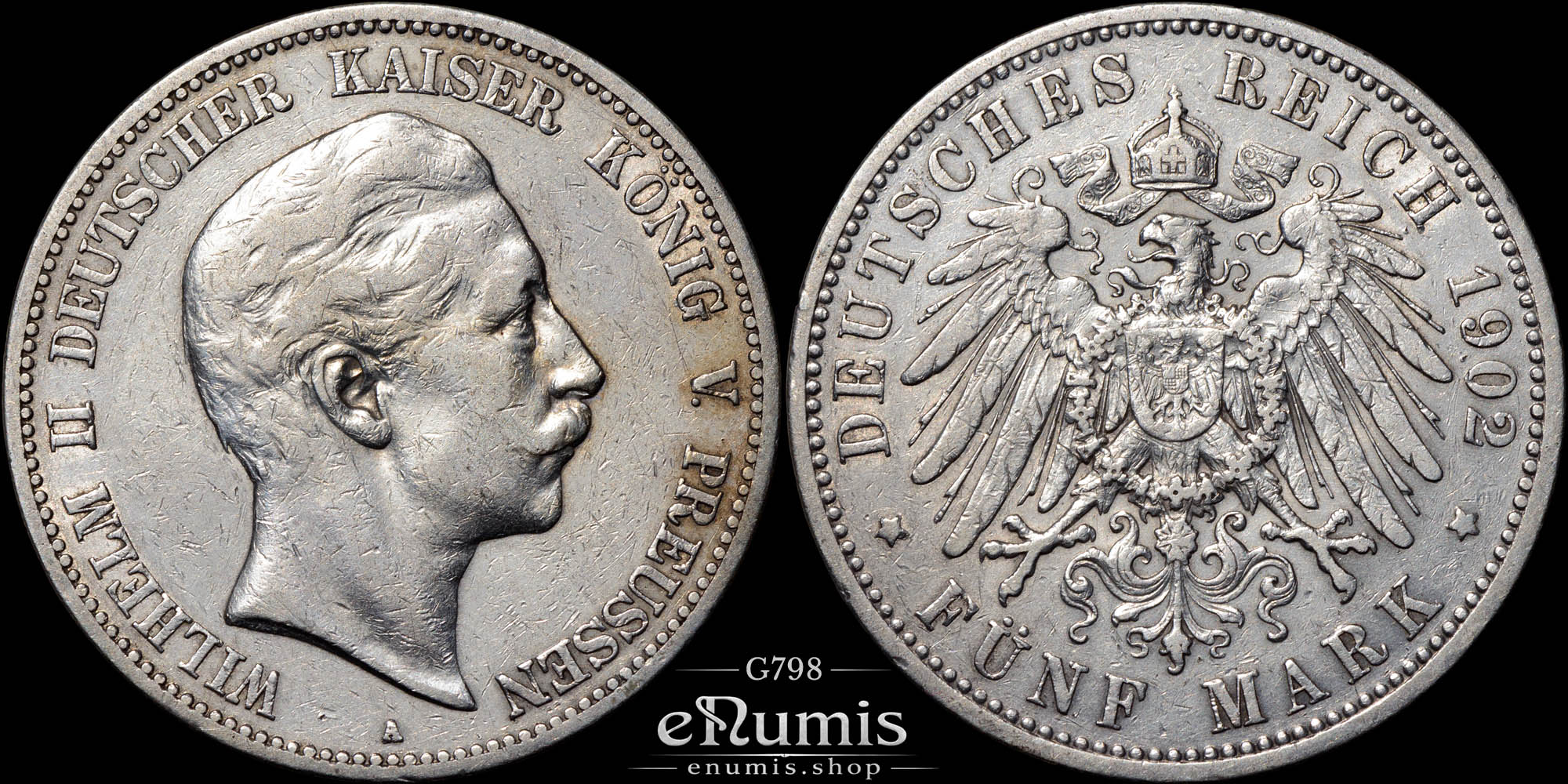 Germany, Prussia, Wilhelm II, 5 Mark 1902, VF